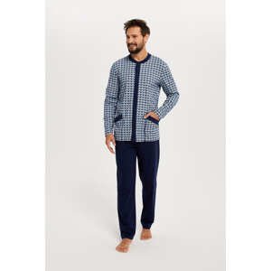 Pánské pyžamo Alden dlouhé rukávy, dlouhé nohavice - potisk/námořnická modrá