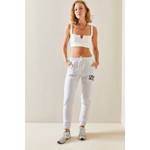 XHAN Gray Printed Jogger Sweatpants with Elastic Waist