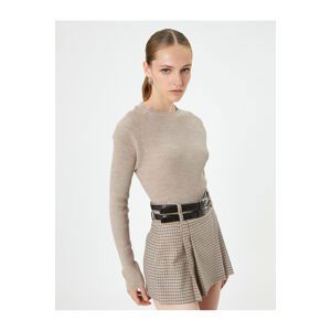 Koton Knitwear Sweater Crew Neck Long Sleeve Corded Cashmere Textured