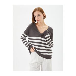 Koton Knitwear Sweater V Neck Long Sleeve Viscose Blended