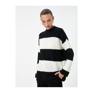 Koton Knitted Sweater Drop Shoulder Light Stand Collar