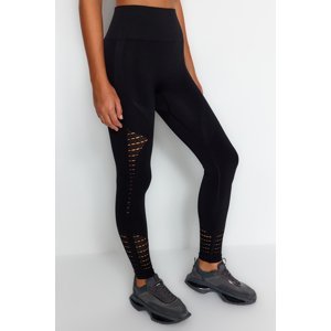 Trendyol Black Seamless/Seamless Micro Perforated Full Length Sports Tights
