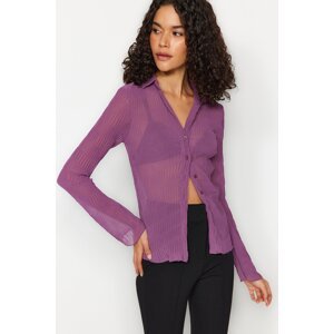 Trendyol Lilac Transparent Pleated Fitted Woven Shirt