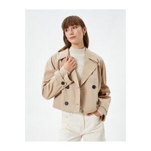 Koton Short Trench Coat Double Breasted Closure Buttoned Lined