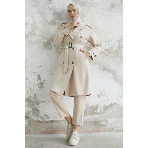 InStyle Minka Belted Scuba Suede Trench - Cream