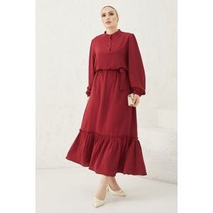 InStyle Meyra Buttoned Ayrobin Hijab Dress - Claret Red