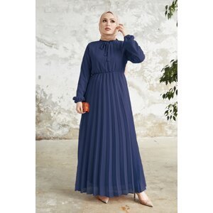 InStyle Pleated Limelda Chiffon Dress - Navy Blue