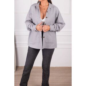 armonika Women's Gray Pocket Oversize Cachet Jacket