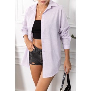armonika Women's Lilac Striped Look Oversize Long Basic Shirt