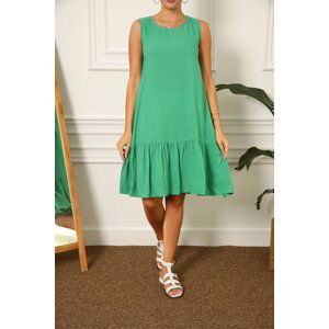 armonika Women's Grass Green SLEEVE SKIRT FRILLED DRESS