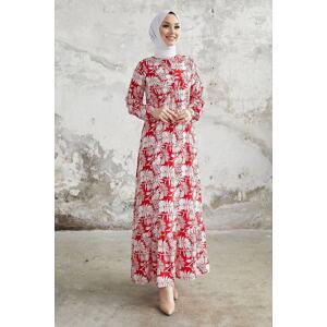 InStyle Fale Intricate Leaf Viscose Dress - Red