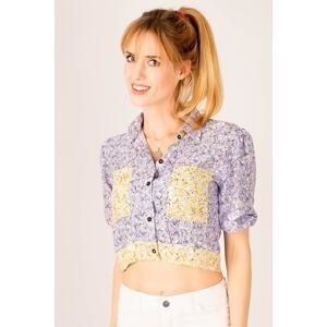 armonika Women's Lilac Sleeve Elastic Pocket Back Detail Crop Shirt