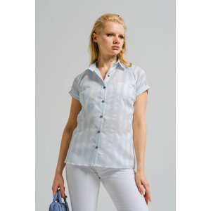 armonika Women's Ice Blue Patterned Short Sleeve Shirt
