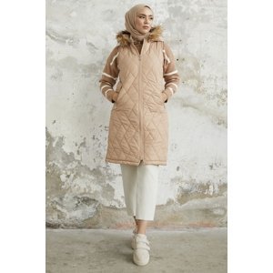 InStyle Elora Quilted Puffer Vest - Camel