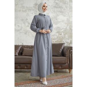 InStyle Linny Buttons Shirt Collar Abaya - Gray