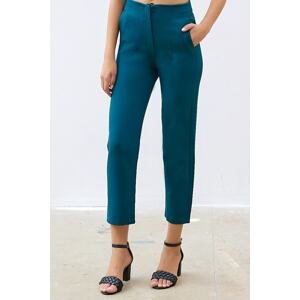 InStyle High Waist Darts Double Fabric Trousers - Emerald Green