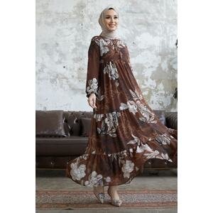InStyle Laced Chiffon Dress - Brown