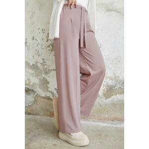 InStyle Belted Waist Wide Scuba Trousers - Dried Rose