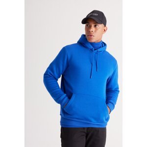AC&Co / Altınyıldız Classics Men's Dark Blue Standard Fit Fleece 3 Thread Hooded Kangaroo Pocket Cotton Sweatshirt