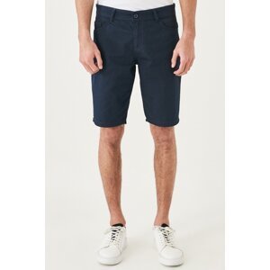 AC&Co / Altınyıldız Classics Men's Navy Blue Slim Fit Slim Fit Dobby 100% Cotton Casual Chino Shorts