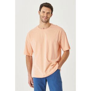 AC&Co / Altınyıldız Classics Men's Pale Pink Oversize Wide Fit Crew Neck 100% Cotton T-Shirt