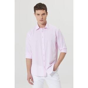AC&Co / Altınyıldız Classics Men's Pink Comfort Fit Relaxed Fit Classic Collar 100% Cotton Shirt