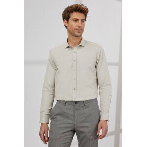AC&Co / Altınyıldız Classics Men's Beige Slim Fit Slim Fit Italian Collar Dobby Shirt