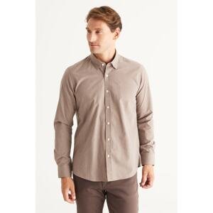 AC&Co / Altınyıldız Classics Men's Brown Slim Fit Slim Fit Hidden Button Collar Shirt