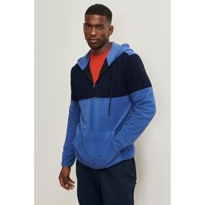 AC&Co / Altınyıldız Classics Men's Navy-Indigo Standard Fit Normal Cut Fleece 3 Thread Hooded Fleece Sweatshirt