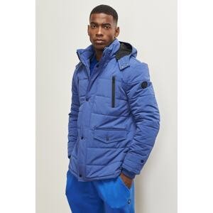 AC&Co / Altınyıldız Classics Men's Blue Standard Fit Regular Cut Stand Collar Cold Proof Outdoor Coat