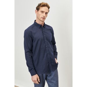 ALTINYILDIZ CLASSICS Men's Navy Blue Slim Fit Slim Fit Buttoned Collar Flannel Lumberjack Shirt