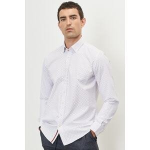 ALTINYILDIZ CLASSICS Men's White-burgundy Slim Fit Slim Fit Buttoned Collar Printed Shirt