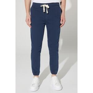 ALTINYILDIZ CLASSICS Men's Navy Blue Slim Fit Slim Fit Side Pocket Cotton Tie Waist Flexible Jogger Trousers