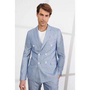 ALTINYILDIZ CLASSICS Men's Blue Slim Fit Slim Fit Dovetail Collar Patterned Suit