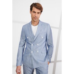 ALTINYILDIZ CLASSICS Men's Blue Slim Fit Slim Fit Dovetail Collar Patterned Suit