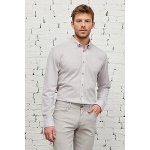 ALTINYILDIZ CLASSICS Men's Gray Comfort Fit Relaxed Cut Buttoned Collar Cotton Shirt