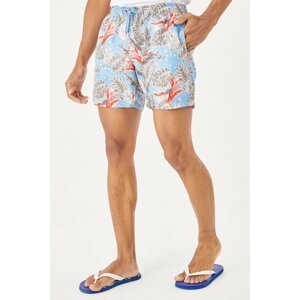 ALTINYILDIZ CLASSICS Men's Light Blue Standard Fit Patterned Quick Drying Swimsuit Swim Shorts