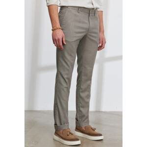 ALTINYILDIZ CLASSICS Men's Brown White Slim Fit Slim Fit Side Pocket Dobby Elastic Waist Flexible Trousers