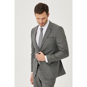ALTINYILDIZ CLASSICS Men's Grey-black Slim Fit Slim Fit Patterned Wool Suit