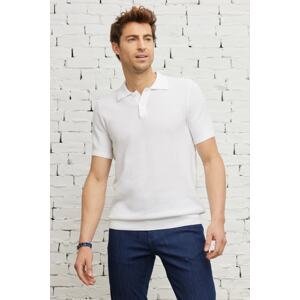 ALTINYILDIZ CLASSICS Men's White Standard Fit Regular Cut Polo Neck 100% Cotton Short Sleeve Knitwear T-Shirt
