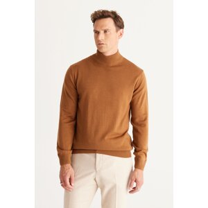 ALTINYILDIZ CLASSICS Men's Cinnamon Anti-Pilling Standard Fit Regular Cut Half Turtleneck Knitwear Sweater