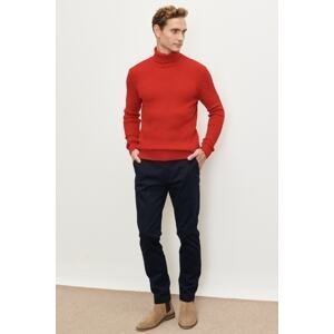 ALTINYILDIZ CLASSICS Men's Red Standard Fit Regular Fit Full Turtleneck Knitwear Sweater