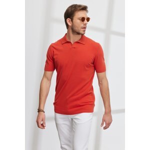ALTINYILDIZ CLASSICS Men's Tile Standard Fit Normal Cut Polo Neck Short Sleeve Patterned Knitwear T-Shirt