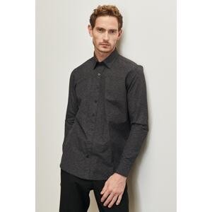 ALTINYILDIZ CLASSICS Men's Black Slim Fit Slim Fit Shirt with Buttons and Collar Printed