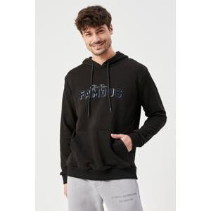 ALTINYILDIZ CLASSICS Men's Black Slim Fit Slim Fit Hooded Cotton Casual Sweatshirt