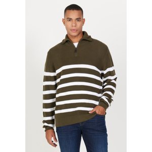 ALTINYILDIZ CLASSICS Men's Khaki-ecru Standard Fit Normal Cut High Bato Collar Knitwear Sweater