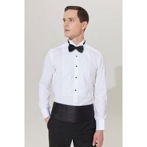 ALTINYILDIZ CLASSICS Men's White Slim Fit Slim Fit Crew Neck Collar Anti-Wrinkle 100% Cotton Shirt