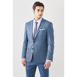 ALTINYILDIZ CLASSICS Men's Blue Slim Fit Slim Fit Mono Collar Patterned Woolen Suit