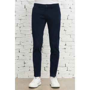 ALTINYILDIZ CLASSICS Men's Navy Blue Slim Fit Slim Fit Side Pocket Cotton Flexible Dobby Trousers