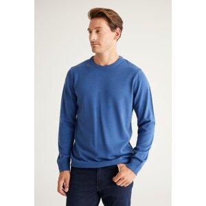 ALTINYILDIZ CLASSICS Men's Indigo Standard Fit Normal Cut Crew Neck Knitwear Sweater